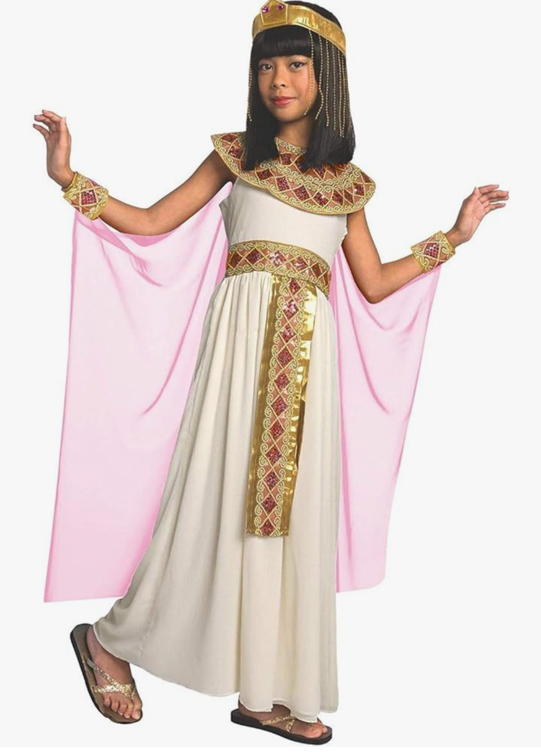 Morph Pink Cleopatra Costume for Girls, Egyptian Dress, Greek Goddess Outfit for Kids, Halloween Dress-Up Size S