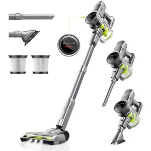 kalado Cordless Vacuum Cleaner 250w, 26000pa Stick Vacuum Cleaner, LED Display Screen, Detachable Battery, Suitable for Hard Floors, Carpets, Pet Hair