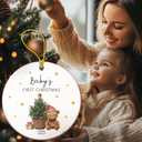 2 x Bear Baby's First Christmas Ornament Gifts for New Parents, 2025 New Baby Ornaments for Christmas Tree, Ceramic