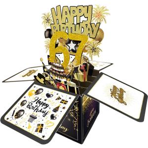 Joycard 67th Birthday Card, 67th Birthday Decorations for Women Men, Happy Birthday 3D Cards for 67 Year Old Mother Dad, Birthday Gift Box for Wife Husband
