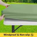 Smiry Picnic Table Cover with Bench Covers, Waterproof Elastic Fitted Polyester Tablecloths for 6 Ft Rectangle Tables, Washable Windproof Tablecloth for Outdoor, Camping (Sage Green, 30x72 Inches)