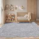 Imitation Braided Collection-Print Farmhouse Living Room Area Rug 8x10 Non-Slip Washable Rugs, Scalloped Large Carpet, Stain Resistant Ultra-Thin Foldable Floor Cover for Nursery Dining Room