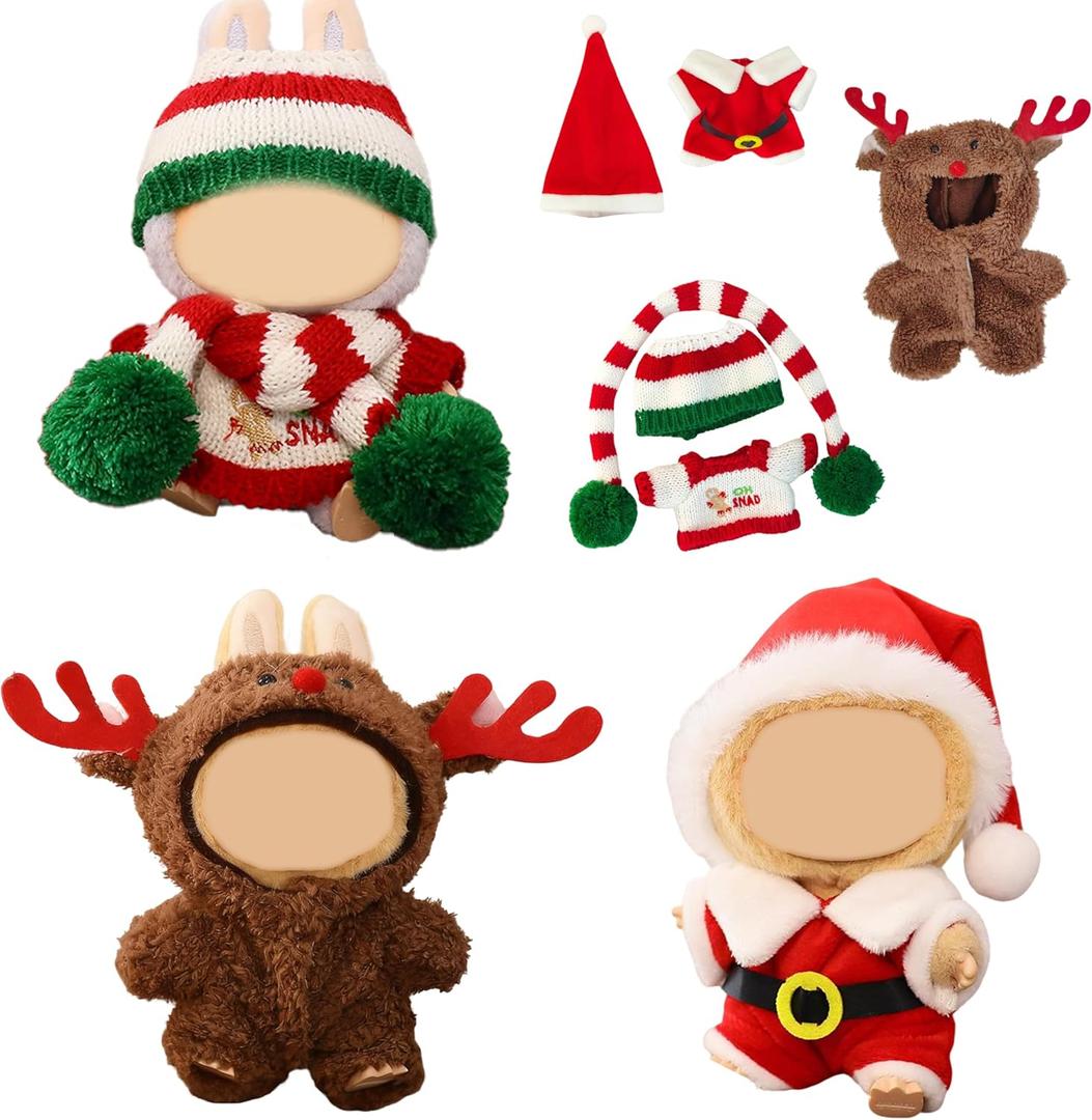 3 Pack Christmas Clothes for 17cm Doll (No Doll), Outfits for 15/17cm Dolls, Stylish Adorable Christmas Clothe Accessories