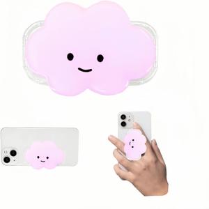 Phone Grip Cute 2D Cloud Shape Collapsible Expandable, Smartphone Tablet Cell Phone Grip Stand Holder (Pink)