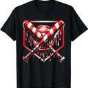 Baseball Candy Cane Christmas Baseball Ice Cream Drip Boys T-Shirt, S