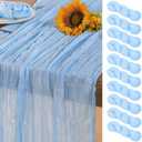DeZerlor Baby Blue Cheesecloth Table Runner 10 Pack Summer Sheer Light Blue Cheese Cloth Table Runners Boho Gauze 120 Inches Gauze Summer Table Decorations for Wedding Bridal Baby Boy Shower Birthday