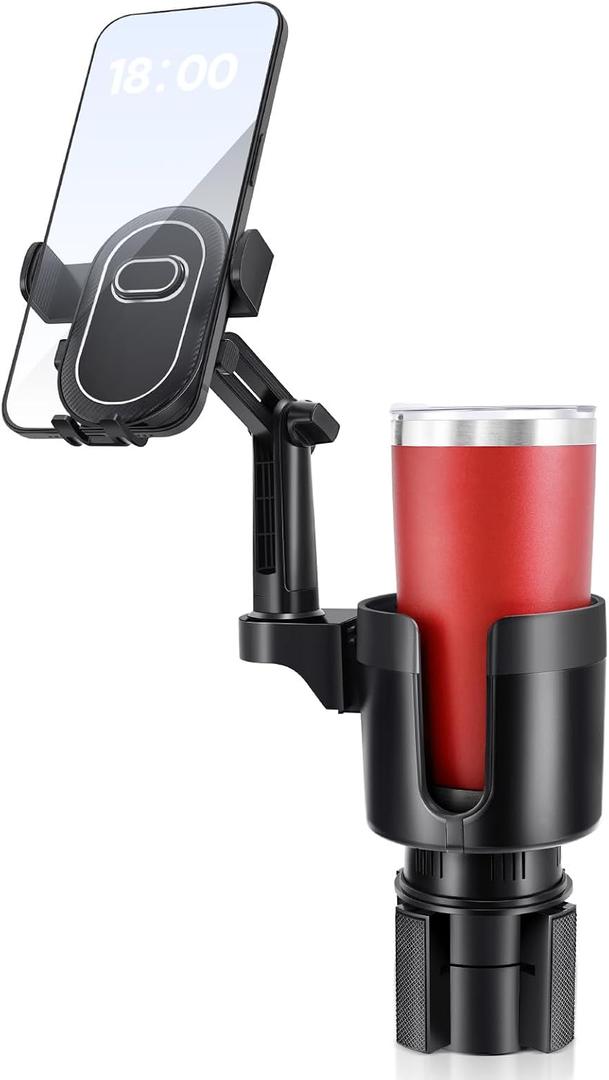 Benlari Upgraded Car Phone Holder - 2 in 1 Adjustable Cup Holder Expander Support 360 Degree Rotation - Car Cup Holder Phone Mount Compatible with All Smartphones