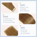 #27 Blonde Tape in Hair Extensions Human Hair,#27 Honey Blonde Straight Remy Human Hair Extensions,20 Inch 45g, Skin Weft Seamless Invisible, Silky Straight with Thick Ends, Remy Human Hair, 1Pc