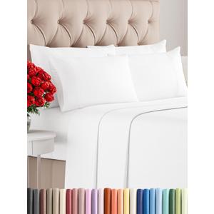 King 6 Piece Sheet Set - Comfy Breathable & Cooling - Ultra Soft Hotel Luxury Bedding Set with 8-16 Inch Deep Pockets - 1 Flat & 1 Fitted Sheet & 4 Pillowcases - Cozy, Wrinkle Free & Easy Care - White