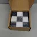 Checkered Marble Coasters  Set of 4 Aesthetic Black and White Stone Drink Coasters for Table, Kitchen Accessories, Checkered Home Decor and Modern Checkered Decor for Home