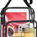 MAY TREE Clear Messenger Bag Stadium Approved Clear Bag Purse for Stadium Events Concert Sport Work (Black)