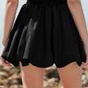 COZYPOIN Womens Bubble Skirt Boho Elastic High Waisted Cute Ruffle Puffy Balloon Shorts Y2K Going Out Mini Skorts Pockets(Black-XL)