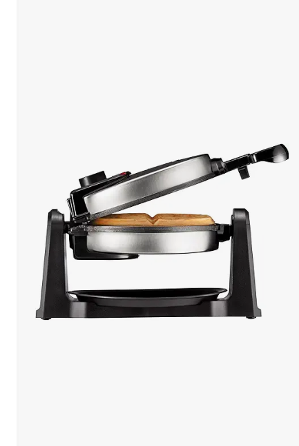 Chefman Rotating Belgian Waffle Maker, 180° Flip Iron w/ NonStick Plates, Adjustable Timer, Locking Lid, & Drip Plate, Space Saving Storage, MessFree Breakfast, Stainless Steel/Black