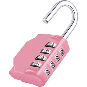 ZHEGE Combination Lock, 4 Digit Combination Padlock Outdoor, School Lock, Gym Locks (Pink)