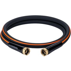 EASTRANS Female to Female Garden Hose 3 ft x 5/8", Heavy Duty Short Water Hose with 3/4" Solid Brass Connector, Flexible, Lightweight, Black & Orange