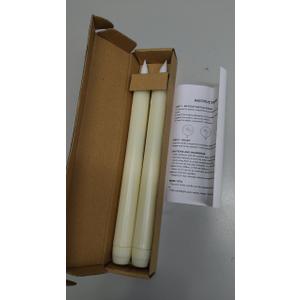 Homemory 2/3/6 Pack Flameless Taper Candles, No Remote, Realistic Flickering Battery Operated Candlesticks, Ivory LED Plastic Candle Safe for Weddings, Table Decor, Christmas, and Halloween(Set of 2)