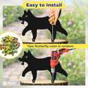 Fence Yard Statues Garden Stake, Metal Wall Art Statues Outdoor Rust-Proof Decor, Laser Cut Silhouette Art Double Sided Metal Sculpture for Outdoor Courtyard Garden Fence TreeBlack Cat