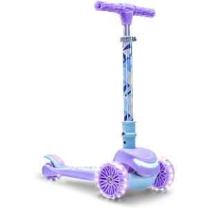 Jetson Character Kids Kick Scooter, LED Lights on Stem & Light-Up Wheels, Lightweight Frame, Height-Adjustable Handlebar, Lean-to-Steer System, Easy-Fold Mechanism (Frozen II)