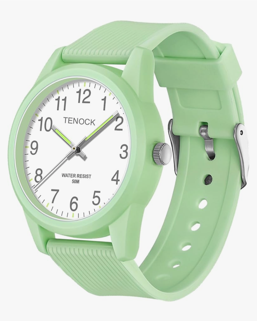 Kids Analog Watches for Girls Boys Watches with Soft Band Learning Time 50M Waterproof Children Watch Easy to Read for Ages 4-12 Kids Gift, Light Green