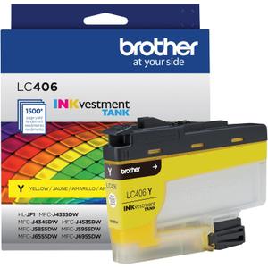 Brother Genuine LC406Y Standard Yield Yellow INKvestment Tank Ink Cartridge