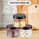 Mifoci 50 Pcs 9.5oz Clear Plastic Jars Containers Wide Mouth Food Storage Jar for Kitchen Dry Food Butter Honey Cosmetics Cream, Black and Brown (3.35''l x 2.56''h)