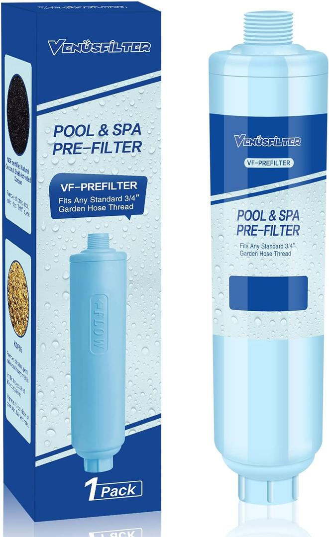 Garden Hose Filter for Filling Hot Tub, Pool, Spa, Greatly Reduces Sediment, Chlorine, Heavy Metals and Odors, Standard 3/4" Garden Hose Thread (1 Pack)