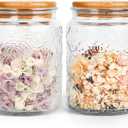 GUEQUITLEX Vintage Glass Jar with Lid, 24oz Food Storage Containers 2 Pack Clear Mason Jars With Airtight Lid for Kitchen Counter,Food Storage, Dry Food, Snacks, Candies, DIY Projects