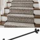 Wesiti 13 Pack Stair Runner Rods Set for Carpet Runners Stair Runner Rods with Brackets and Round Finials Decorative Metal Carpet Rod up to 28/32 inches for Vintage Staircase Decor(Black,28 Inches)