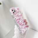 NITITOP Compatible with iPhone 11 Pro Max Case Mirror Cute Silk Ribbon Bow Knot Pattern for Girls Women Bowknot Ultra Slim with Bumper Protector Soft TPU Silver Protective Cover - Pink