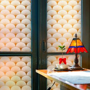 DKTIE Geometric Art Stained Glass Window Film Bathroom Window Privacy Film Frosted Glass Static Clings Non Adhesive with Installation Tools, Modern Home Improvement Style (S117, 35.4'' x 78.7'')
