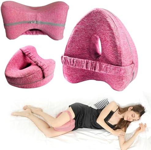 Wudmew Alignment Pillows for Side Sleepers, 2025 New Smooth Spine Pillow for Side Sleeping, Memory Foam and Knee Pillow for Side Sleepers, Relieves Low Back Pain (Pink)