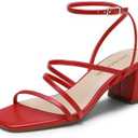 DREAM PAIRS Womens Block Heels 2 inch Strappy Square Toe Dressy Chunky Low Heeled Sandals for Party Wedding Evening, Size 8