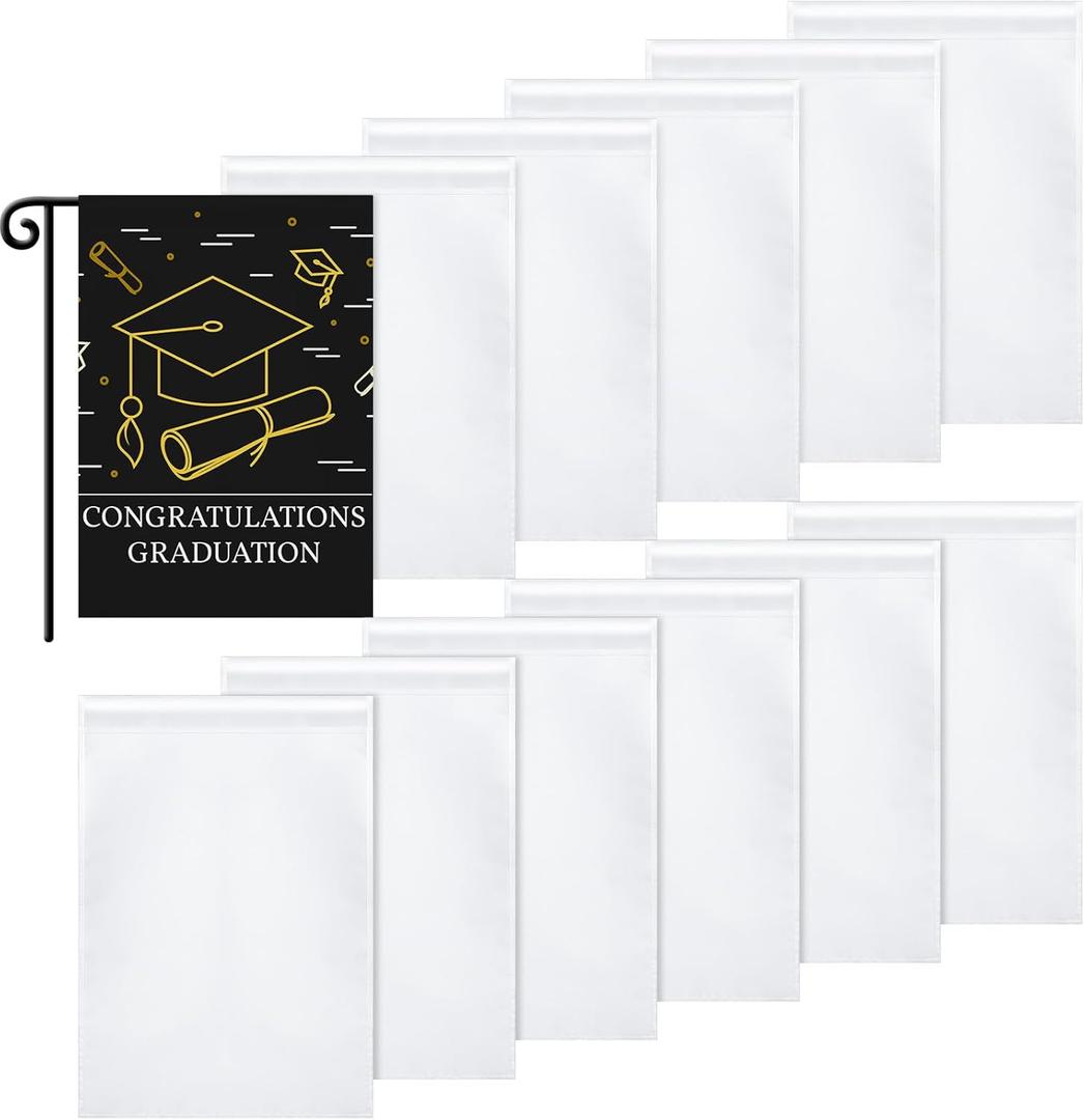 Sublimation Garden Flag Blank Bulk 12x18inch Sublimation Banner Blank Polyester Flags DIY Canvas Sign for Garden Lawn and Yard Courtyard Outside Decoration(20 Pieces)