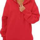 Locachy Women's Henley Neck Button Oversized Sweatshirt Casual Long Sleeve Pullover Tops 2026 Fashion Outfits Clothes (X-Large, Red)