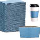 EchoDone Disposable Coffee Cup Sleeves for Hot or Cold Drinks Paper Corrugated Cup Jackets 200 Count Color Blue Fit for 90mm Diameter Cups 10oz 12oz 16oz (Without Cups)