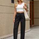 Eddoyee Harem Pants for Women, High Waisted Elastic Cropped Pants Ankle Length with Cargo Seam Layered Design (Black, S)
