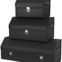 Leather Storage Box Car Trunk Organizer for Trunk SUV Sedan, Leather Foldable Storage Box with Lid (Black 29.5" L*12.2" W*11.8" H)