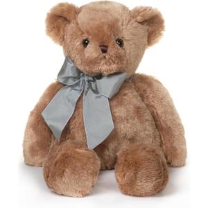 Bearington Gus Classic Teddy Bear Stuffed Animal Plushie - 18" Vintage Soft Brown Bear Plush Toy with Satin Bow - Huggable and Cuddly Teddy Bears Stuffed Animals Gift for Kids, Babies, and Collectors