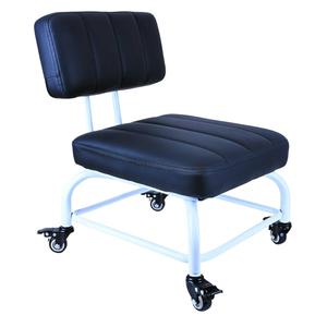 IMMER LIEBEN Rolling Stool and 4 Wheels with Brakes Rolling Chair for Home Office Garage Shop Roller Seat Water-Proof High Density Cushion and Steel Black