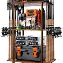 Ghosthorn Fishing Rod Holders for Garage Fishing Pole Rack Hold up to 10 Rods Fishing Pole Holders Wooden Organizer Fishing Rod Rack car Fishing Gear Storage Equipment (3 Tier)