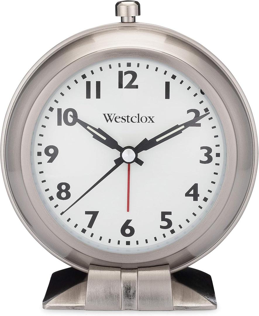 Westclox Big Ben Classic Alarm Clock - Silver Metal Round Design, 6.3" x 4.7" Analog Display, Battery-Powered, Glass Lens, Large Numbers, Metal Bezel, Case & Stand, Real Bell Loud Alarm, Vintage Style (Medium)