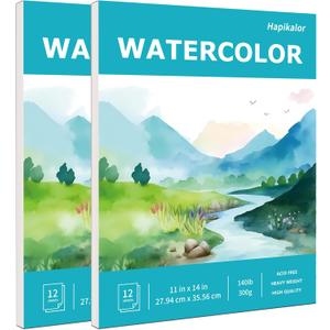 Hapikalor 11"x14" Watercolor Paper Pad, 2-Pack, 140lb/300gsm Artist Painting Drawing Paper Book, Art Supplies for Adults Kids, Watercolors, Watercolor Paint Set, Sketchbook, Journal, Teal