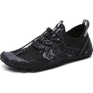 UBFEN Swimming Shoes Water Shoes Mens Aqua Shoes Quick Dry Barefoot Aqua Shoes Sports Boating Fishing Yoga Diving Surfing Driving Swim 7 Women / 6 Men D Black Grey