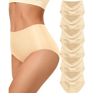Women Underwear Seamless No Show Full Coverage Briefs Invisible High Waisted Soft Breathable Panties 6 Pack, Medium 
