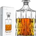 Whiskey Decanter With Glass Stopper ,25 oz Liquor Decanter For Alcohol , Wine , Scotch , Brandy or Bourbon Decanter , Lead-Free Crystal Decanter