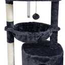 SYANDLVY Small Cat Tree for Indoor Cats, Cat Tower with Scratching Post, Modern Cat House with Padded Perch, Kittens Condo with Cradle, Smoky (29.6")