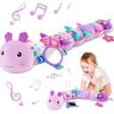 Sumobaby Infant Baby Musical Stuffed Animal Activity Soft Toys with Multi-Sensory Crinkle, Rattle and Textures, for Tummy Time 0-3-6-12 Months Girls, Caterpillar, Purple with Mirrow