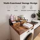 Unionly 2-Tier Washer Dryer Countertop single with shelf and fabirc drawer,laundry topper with Edge and Non-Slip Pad for Washer Dryer Laundry Hamper Counter Storage Organization (rustic brown, single), Twin