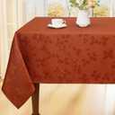 Thanksgiving Tablecloth Rectangle 60x120 Inch, Waterproof Fall Leaves Jacquard Table Cloth, Damask Fabric Table Covers for Harvest Parties, and Fall Decor, Rust/Burnt Orange