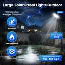 2 Pack 16" Large Solar Street Lights Outdoor Waterproof - Solar Powered Security Parking Lot Light Dusk to Dawn 60000LM,Motion Sensor Commercial LED Solar Flood Lights Remote Control for Outside Yard
